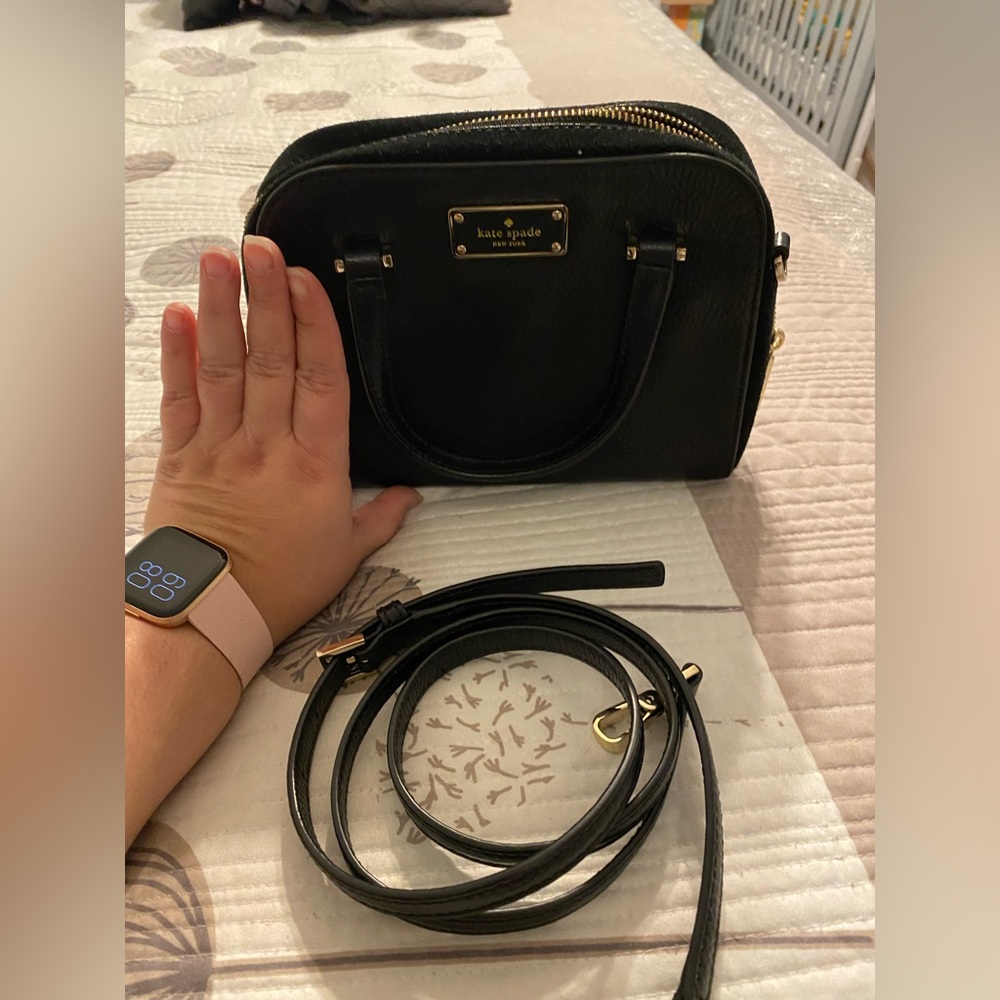 Mini kate spade black handbag/crossbody with suede